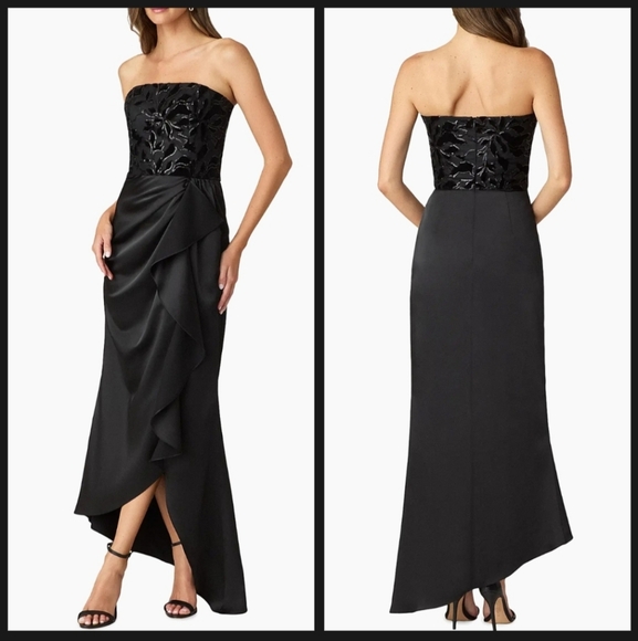 Shoshanna Portia Sequin-Embellished Asymmetric Strapless Gown - Picture 1 of 9
